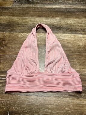 Dusty Pink Ribbed Halter Crop Top 🎀